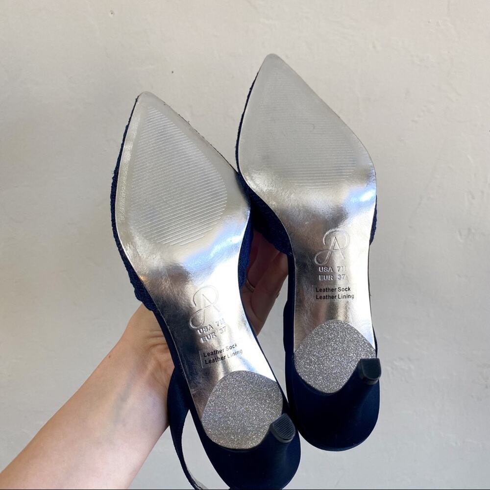 NEW Adrianna Papell Navy Lace Hallie Slingback Heels - Picture 6 of 7
